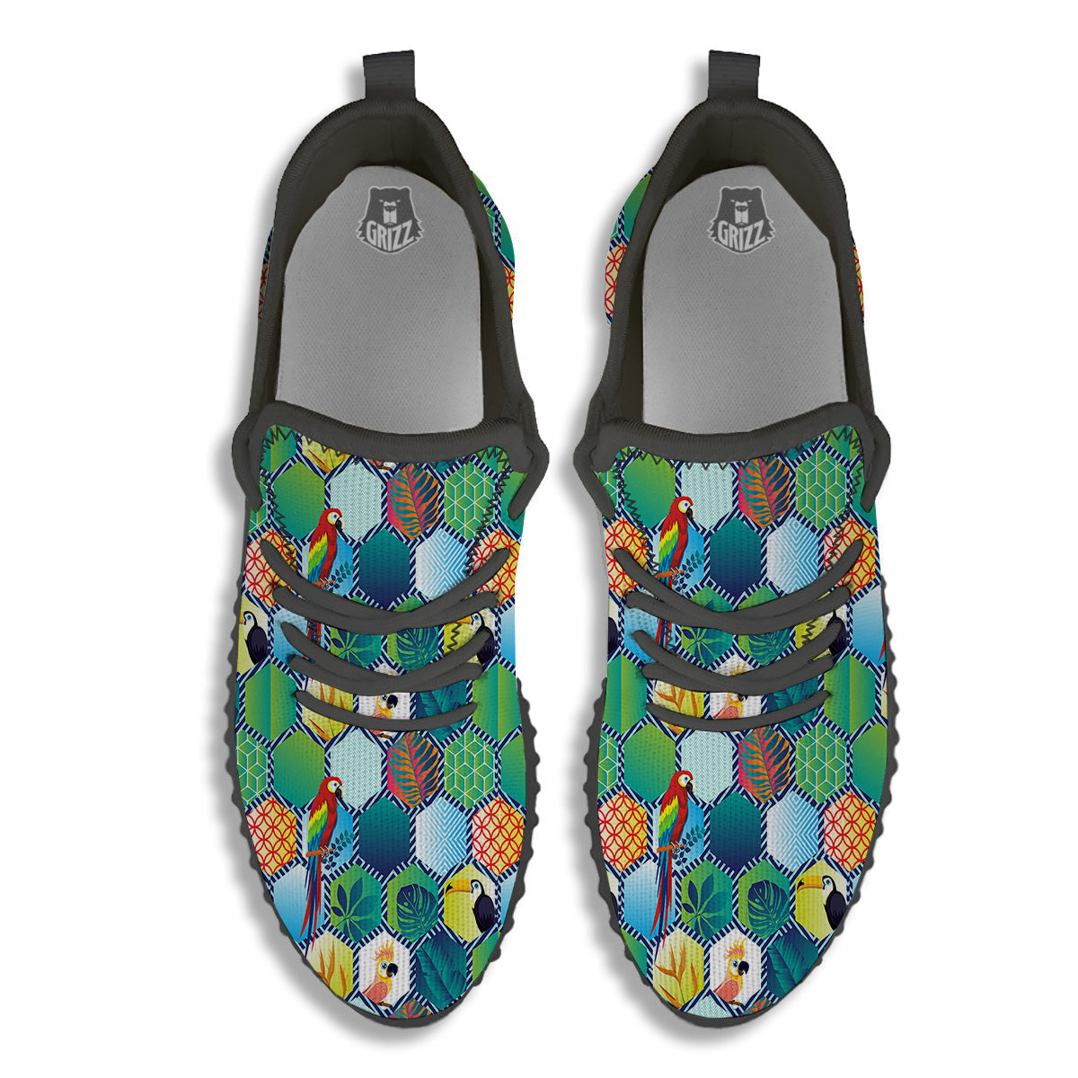 Tropical Exotic Hawaii Art Print Pattern Black Walking Shoes-grizzshop