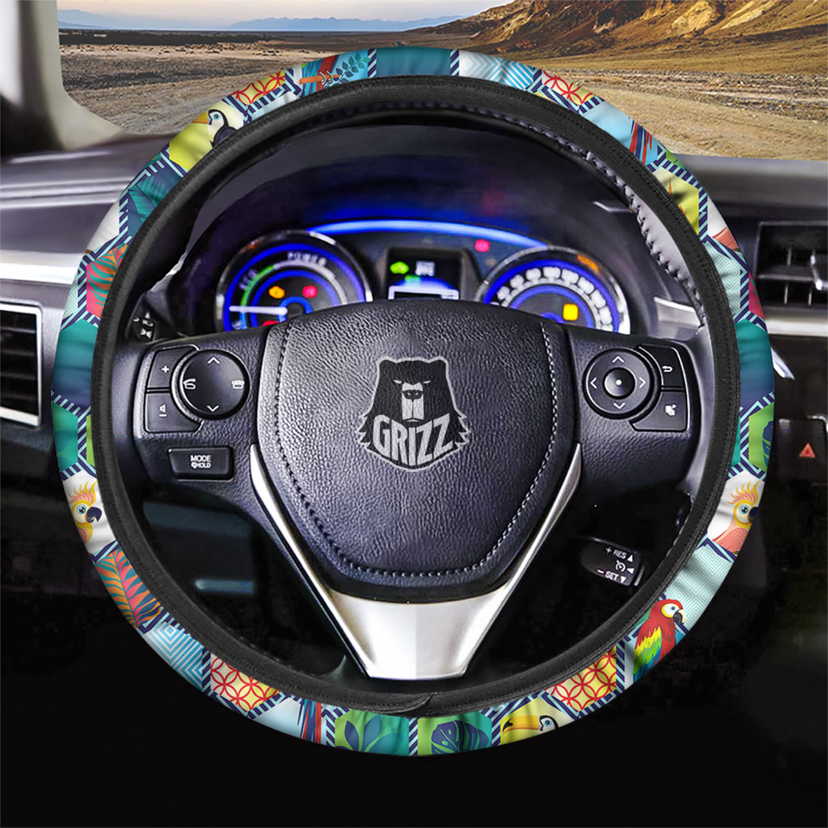 Tropical Exotic Hawaii Art Print Pattern Car Steering Wheel Cover-grizzshop