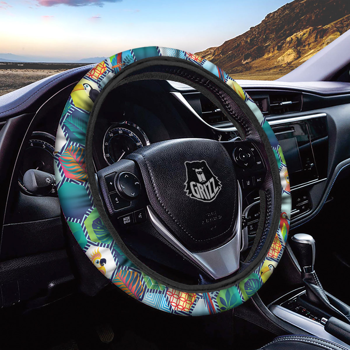 Tropical Exotic Hawaii Art Print Pattern Car Steering Wheel Cover-grizzshop