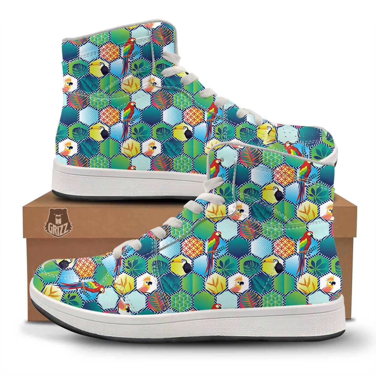 Tropical Exotic Hawaii Art Print Pattern High Top Sneakers-grizzshop
