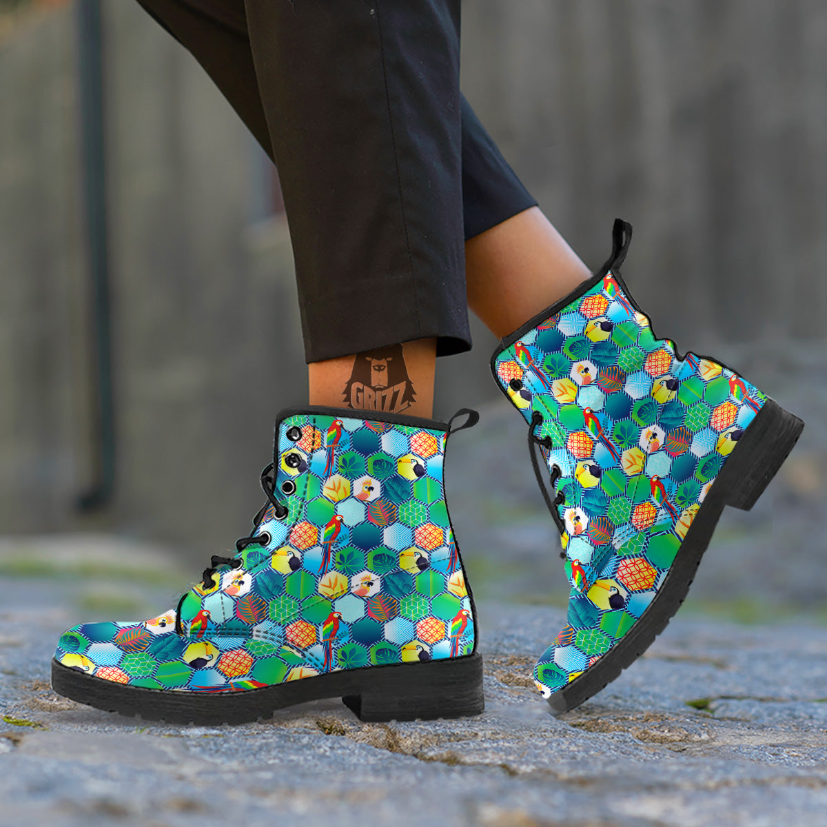 Tropical Exotic Hawaii Art Print Pattern Leather Boots-grizzshop