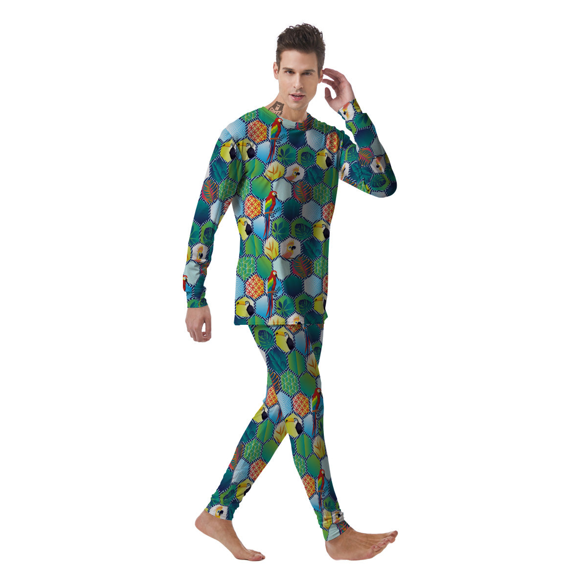 Tropical Exotic Hawaii Art Print Pattern Men's Pajamas-grizzshop