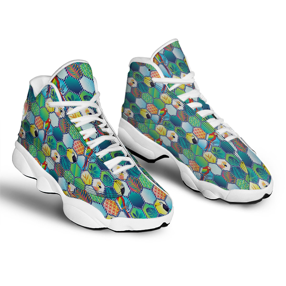 Tropical Exotic Hawaii Art Print Pattern White Basketball Shoes-grizzshop