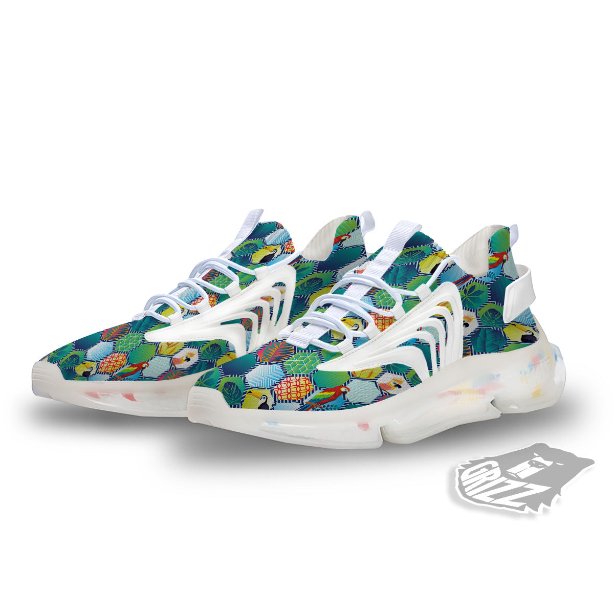 Tropical Exotic Hawaii Art Print Pattern White Gym Shoes-grizzshop