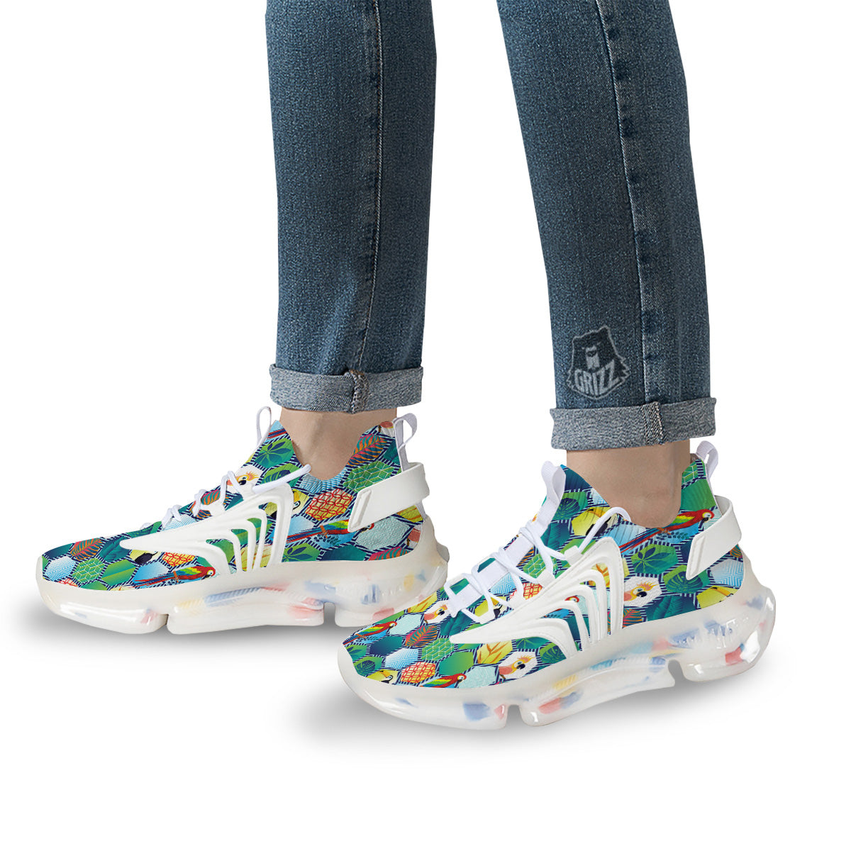 Tropical Exotic Hawaii Art Print Pattern White Gym Shoes-grizzshop