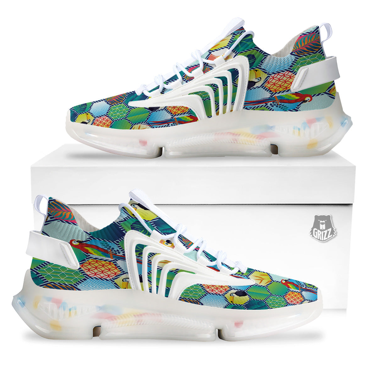 Tropical Exotic Hawaii Art Print Pattern White Gym Shoes-grizzshop