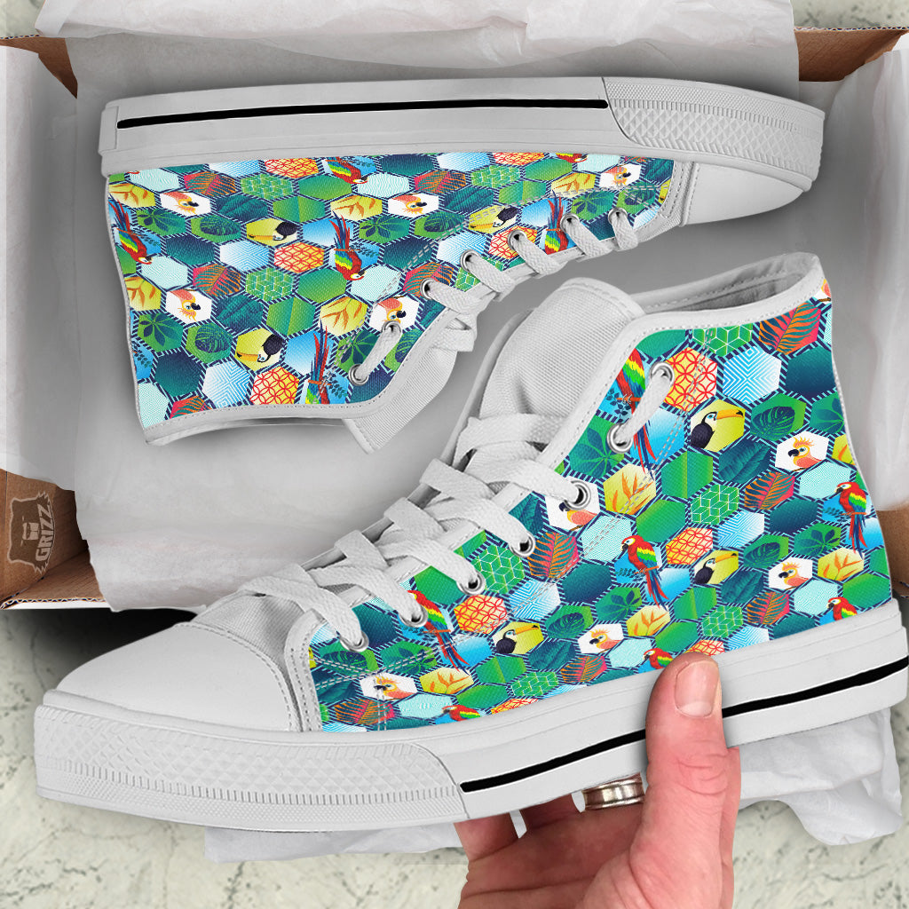 Tropical Exotic Hawaii Art Print Pattern White High Top Shoes-grizzshop