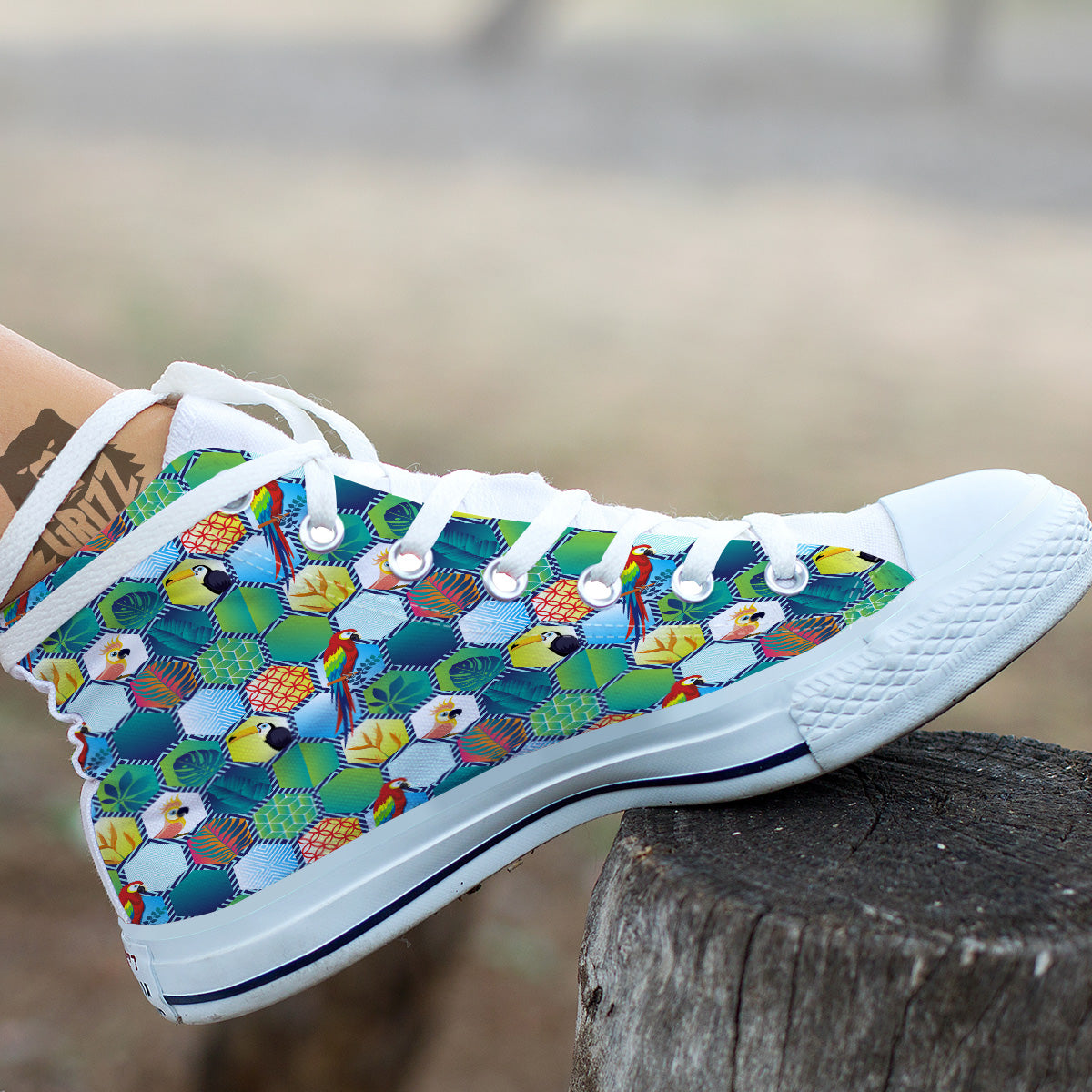 Tropical Exotic Hawaii Art Print Pattern White High Top Shoes-grizzshop