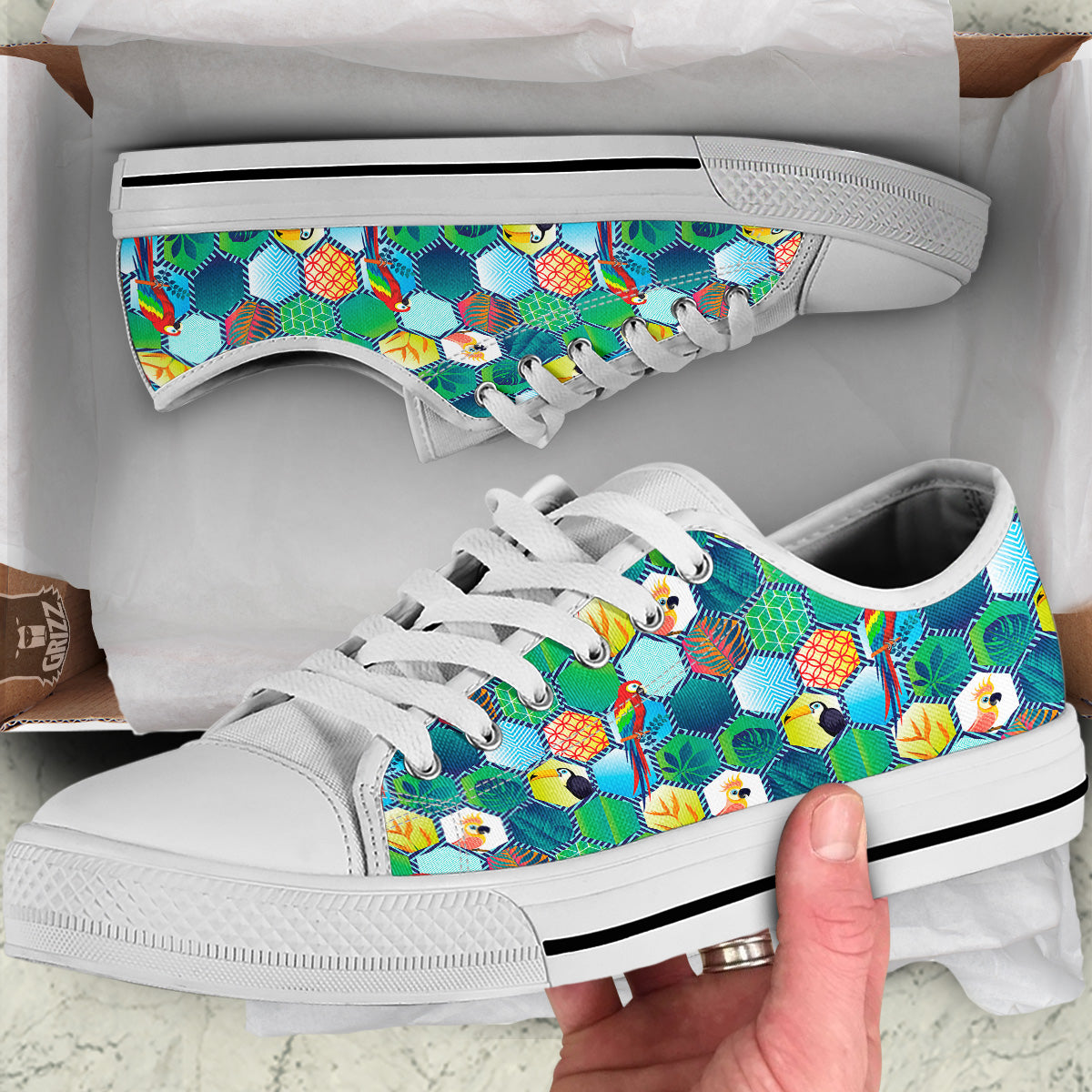 Tropical Exotic Hawaii Art Print Pattern White Low Top Shoes-grizzshop