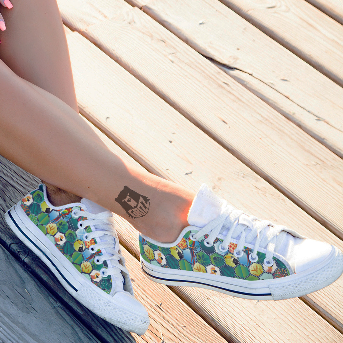Tropical Exotic Hawaii Art Print Pattern White Low Top Shoes-grizzshop