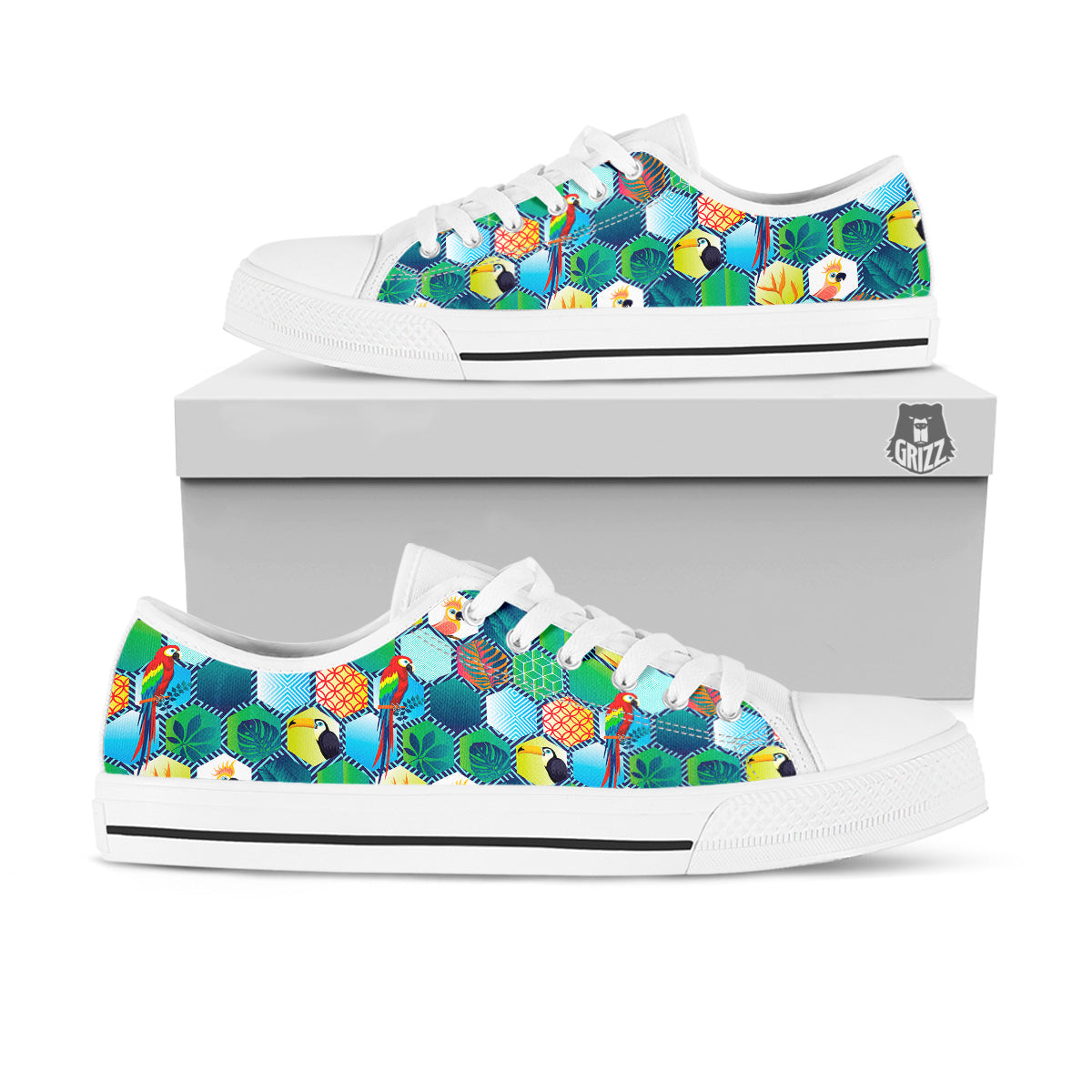 Tropical Exotic Hawaii Art Print Pattern White Low Top Shoes-grizzshop