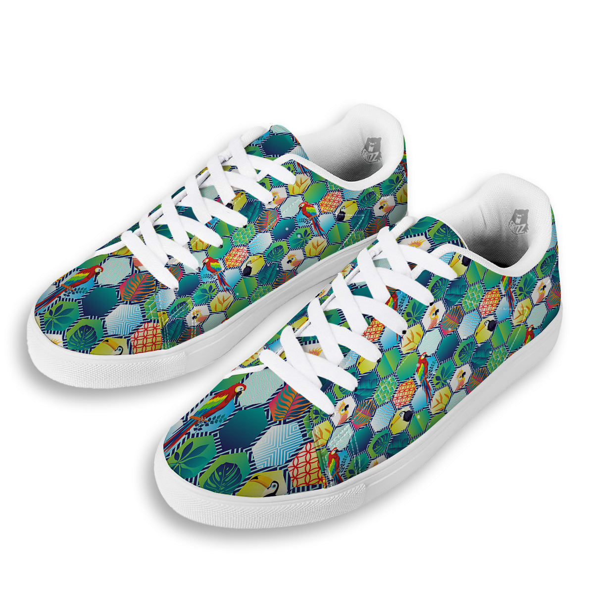 Tropical Exotic Hawaii Art Print Pattern White Low Top Sneakers-grizzshop