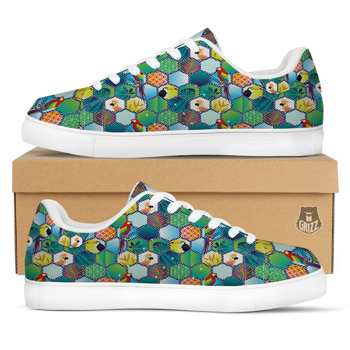 Tropical Exotic Hawaii Art Print Pattern White Low Top Sneakers-grizzshop