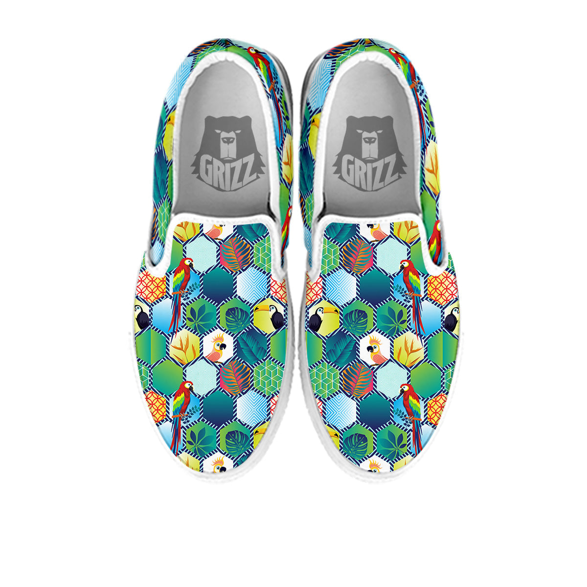 Tropical Exotic Hawaii Art Print Pattern White Slip On Shoes-grizzshop