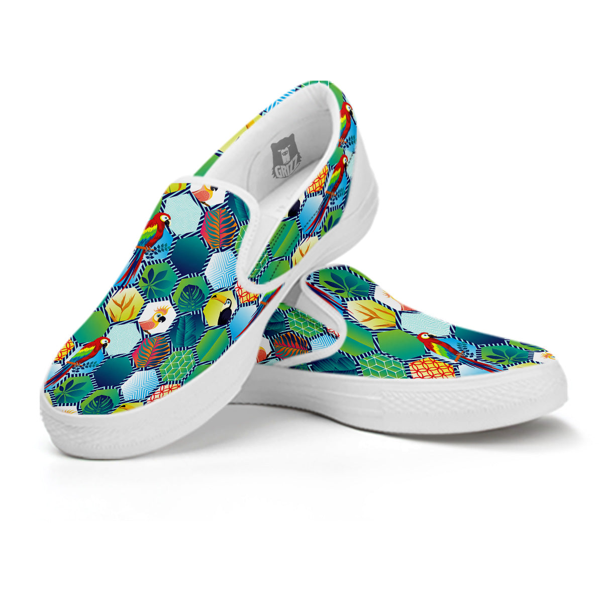 Tropical Exotic Hawaii Art Print Pattern White Slip On Shoes-grizzshop