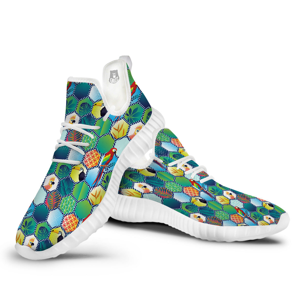 Tropical Exotic Hawaii Art Print Pattern White Walking Shoes-grizzshop