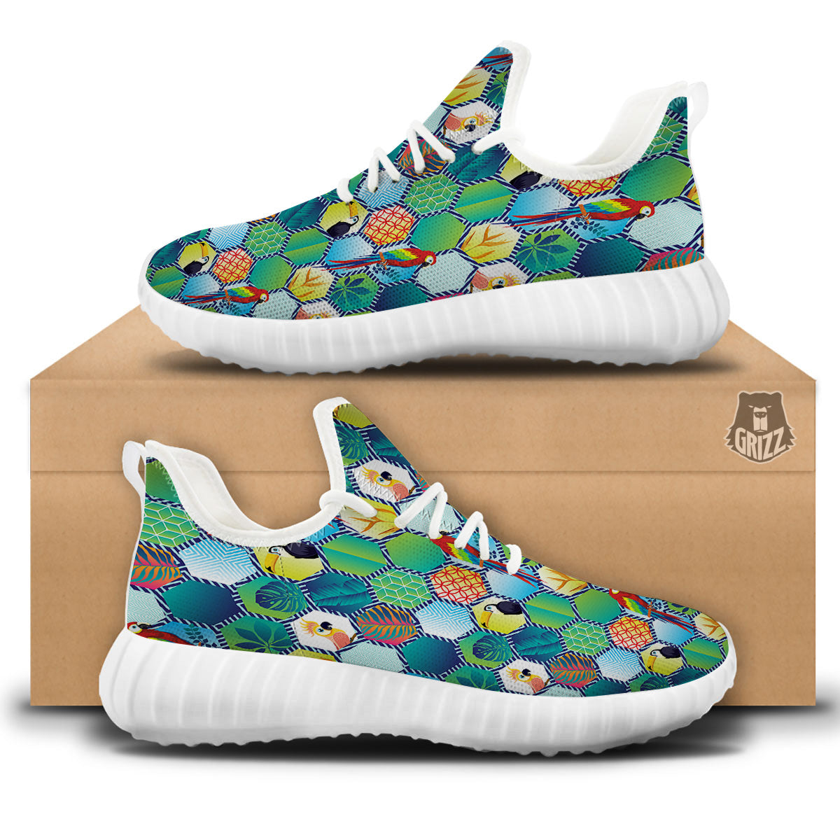 Tropical Exotic Hawaii Art Print Pattern White Walking Shoes-grizzshop