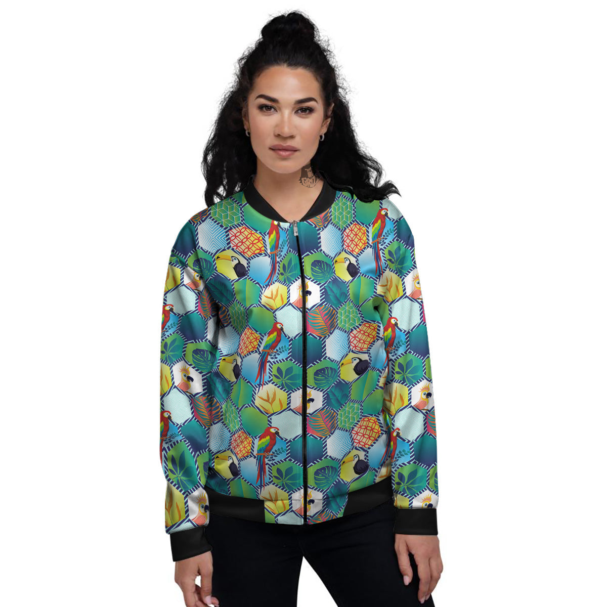 Tropical Exotic Hawaii Art Print Pattern Women's Bomber Jacket-grizzshop