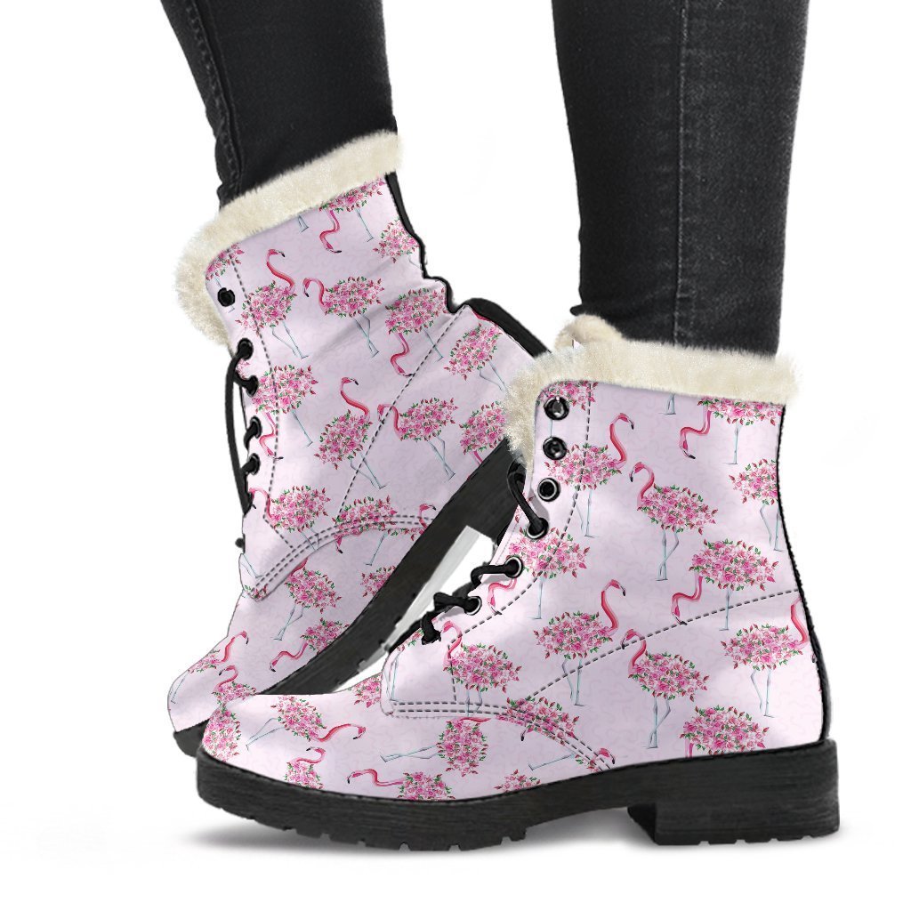 Tropical Flamingo Hawaiian Floral Pattern Print Comfy Winter Boots-grizzshop