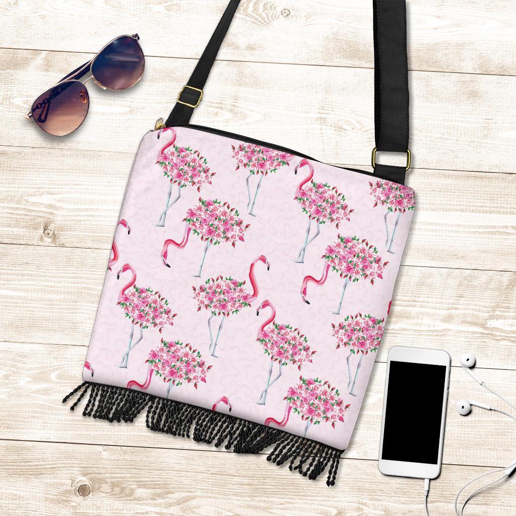 Tropical Flamingo Hawaiian Floral Pattern Print Crossbody Bags-grizzshop