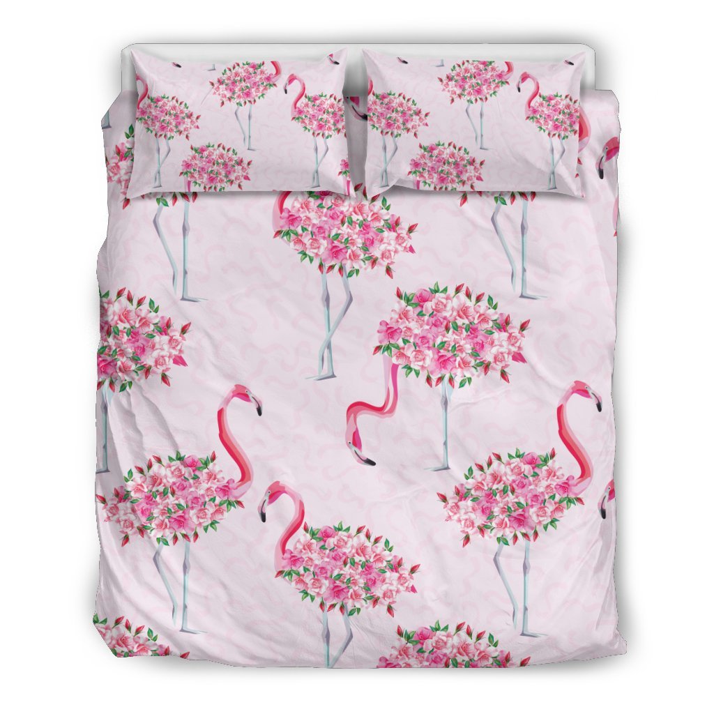 Tropical Flamingo Hawaiian Floral Pattern Print Duvet Cover Bedding Set-grizzshop
