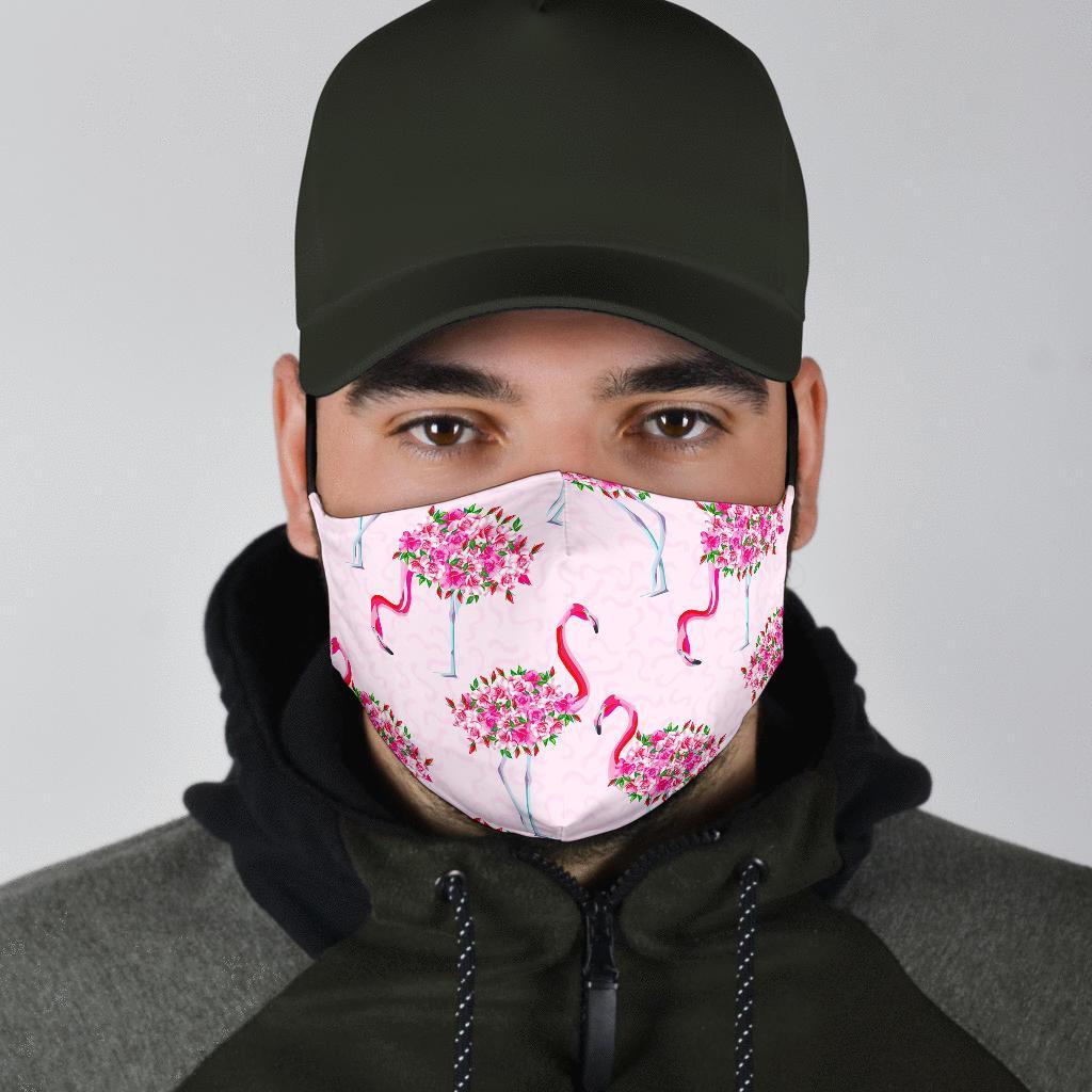 Tropical Flamingo Hawaiian Floral Pattern Print Face Mask-grizzshop