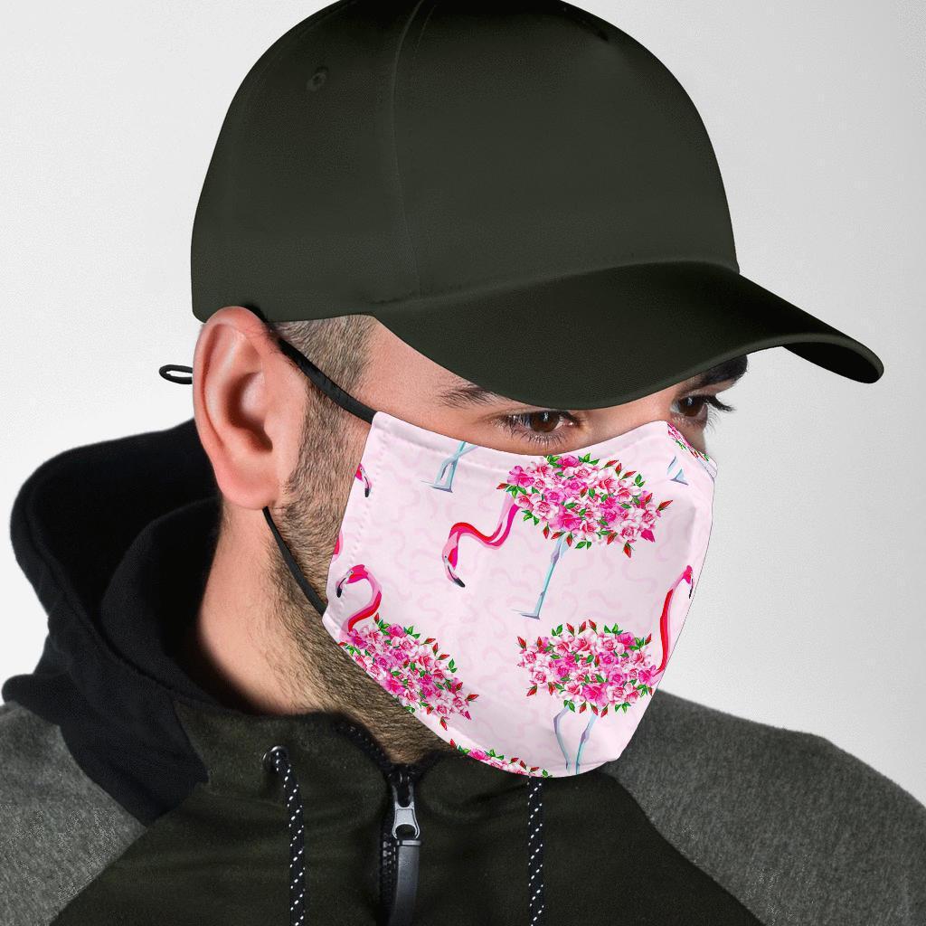 Tropical Flamingo Hawaiian Floral Pattern Print Face Mask-grizzshop