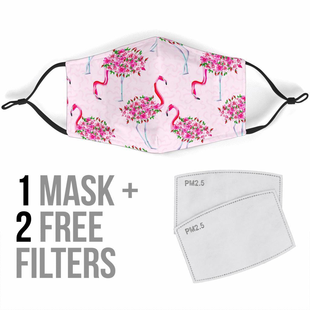 Tropical Flamingo Hawaiian Floral Pattern Print Face Mask-grizzshop