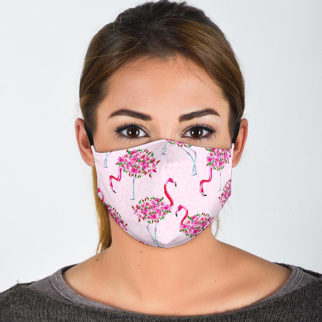 Tropical Flamingo Hawaiian Floral Pattern Print Face Mask-grizzshop