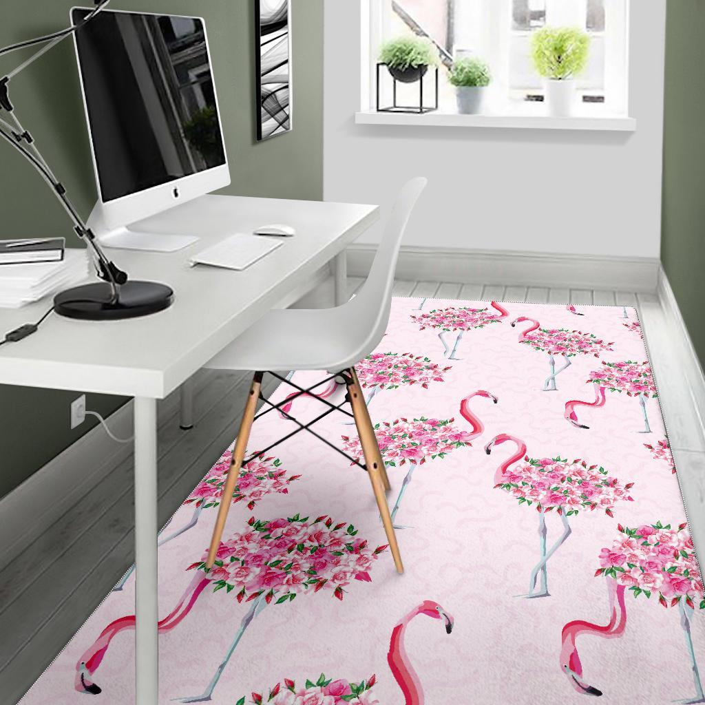 Tropical Flamingo Hawaiian Floral Pattern Print Floor Mat-grizzshop