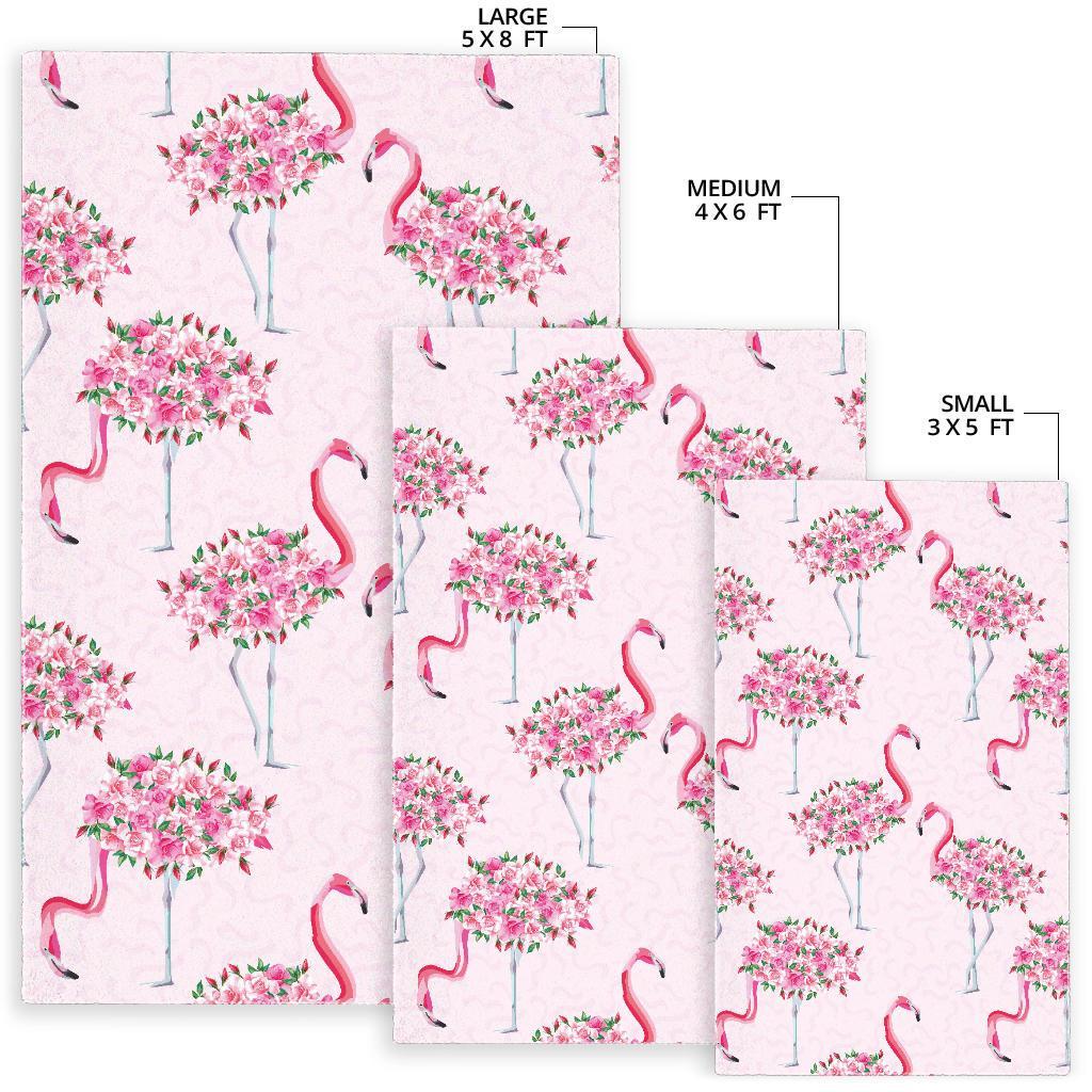 Tropical Flamingo Hawaiian Floral Pattern Print Floor Mat-grizzshop