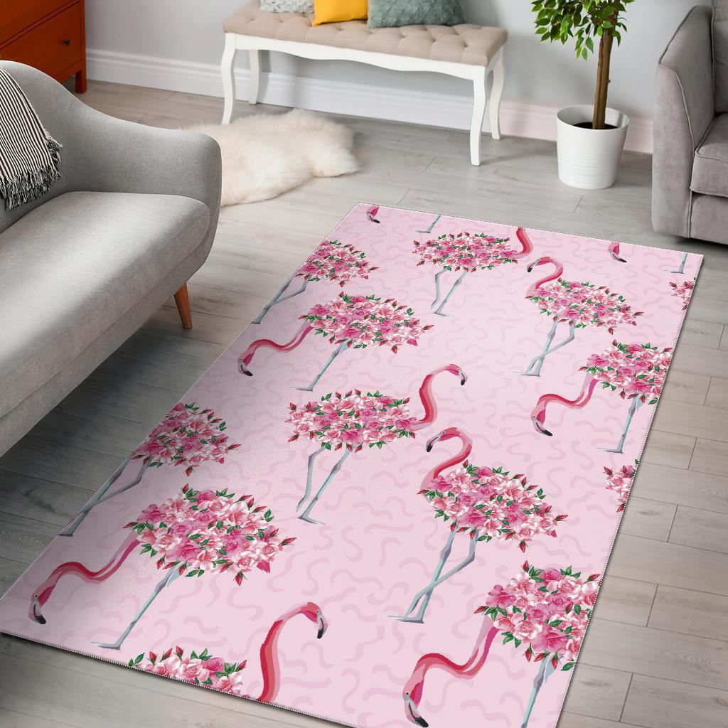 Tropical Flamingo Hawaiian Floral Pattern Print Floor Mat-grizzshop