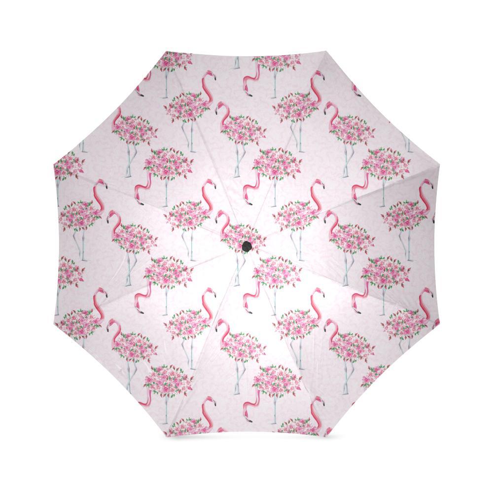 Tropical Flamingo Hawaiian Floral Pattern Print Foldable Umbrella-grizzshop