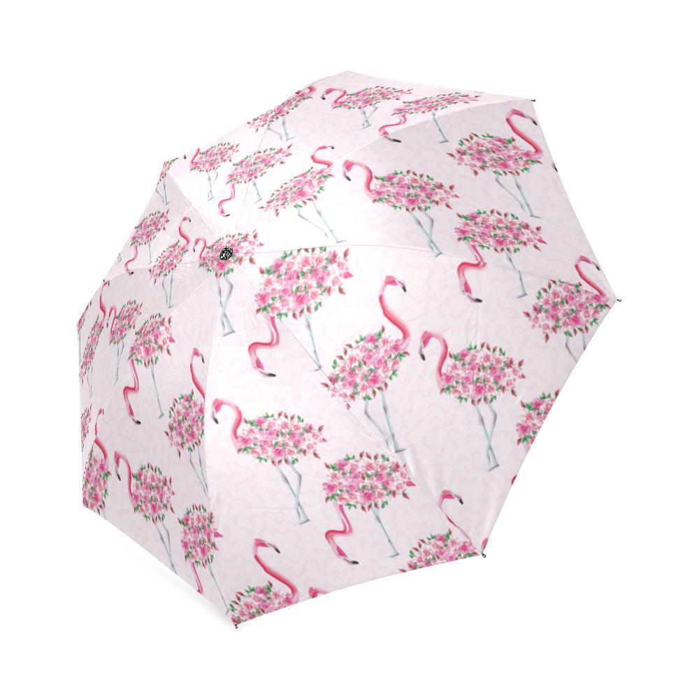 Tropical Flamingo Hawaiian Floral Pattern Print Foldable Umbrella-grizzshop