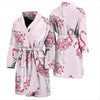 Tropical Flamingo Hawaiian Floral Pattern Print Men Long Robe-grizzshop