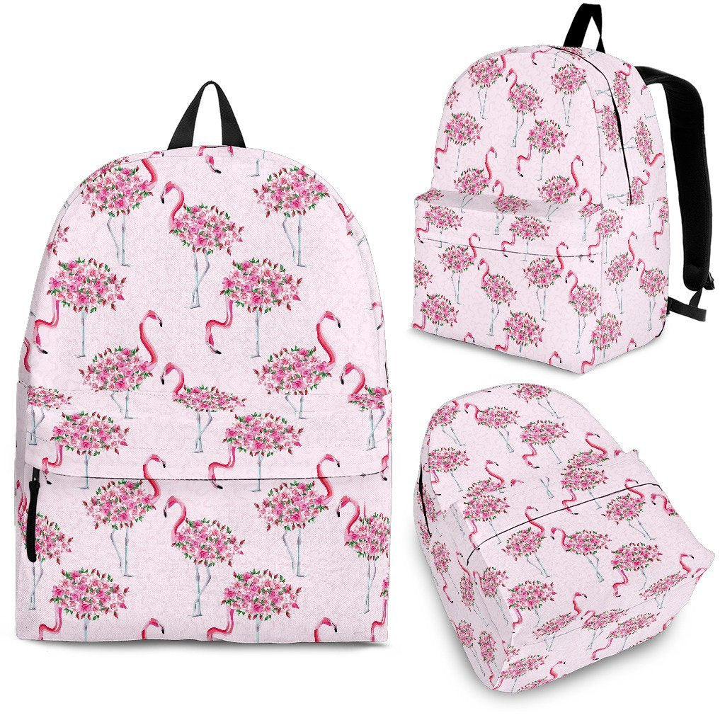 Tropical Flamingo Hawaiian Floral Pattern Print Premium Backpack-grizzshop