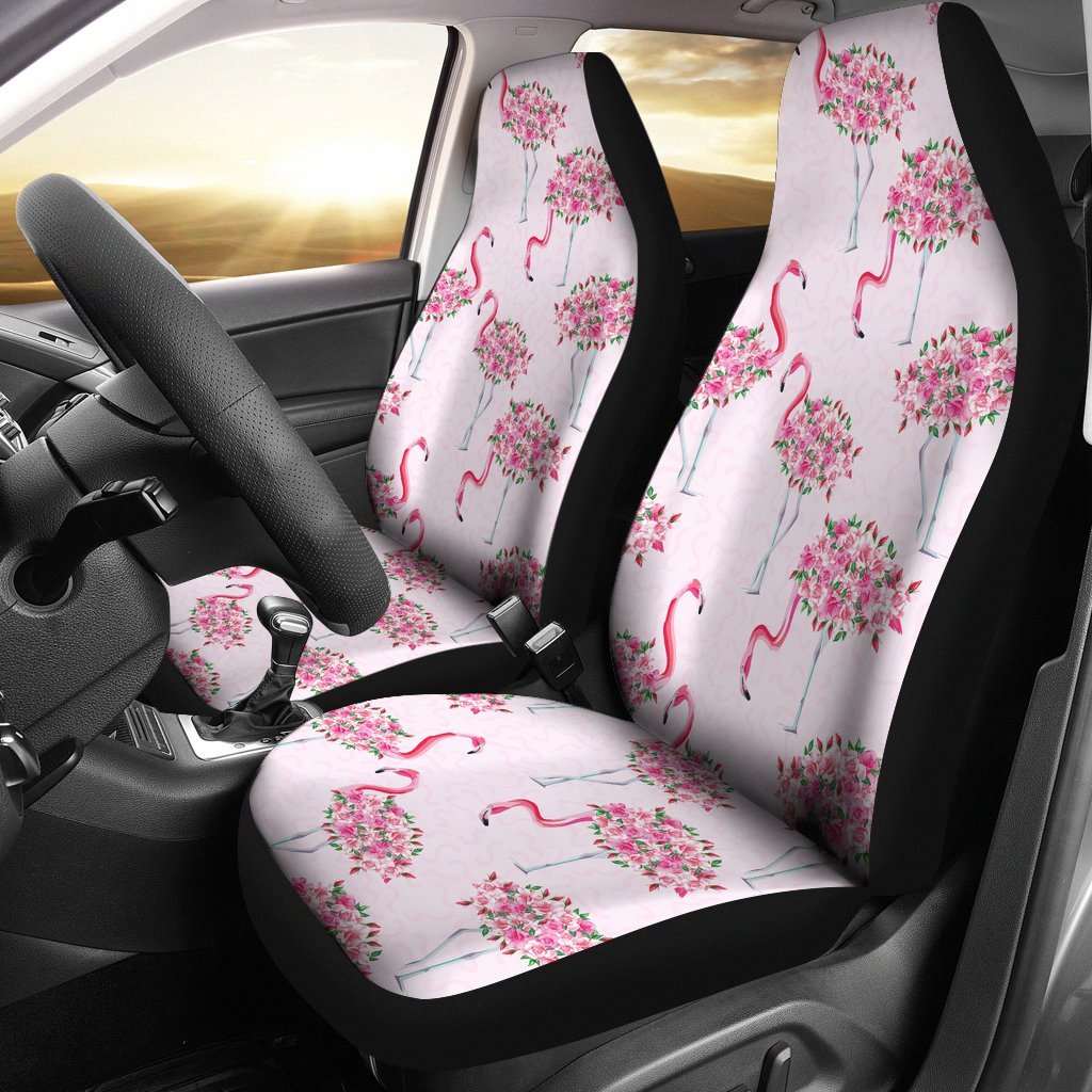 Tropical Flamingo Hawaiian Floral Pattern Print Universal Fit Car Seat Cover-grizzshop