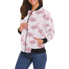 Tropical Flamingo Hawaiian Floral Pattern Print Women Casual Bomber Jacket-grizzshop