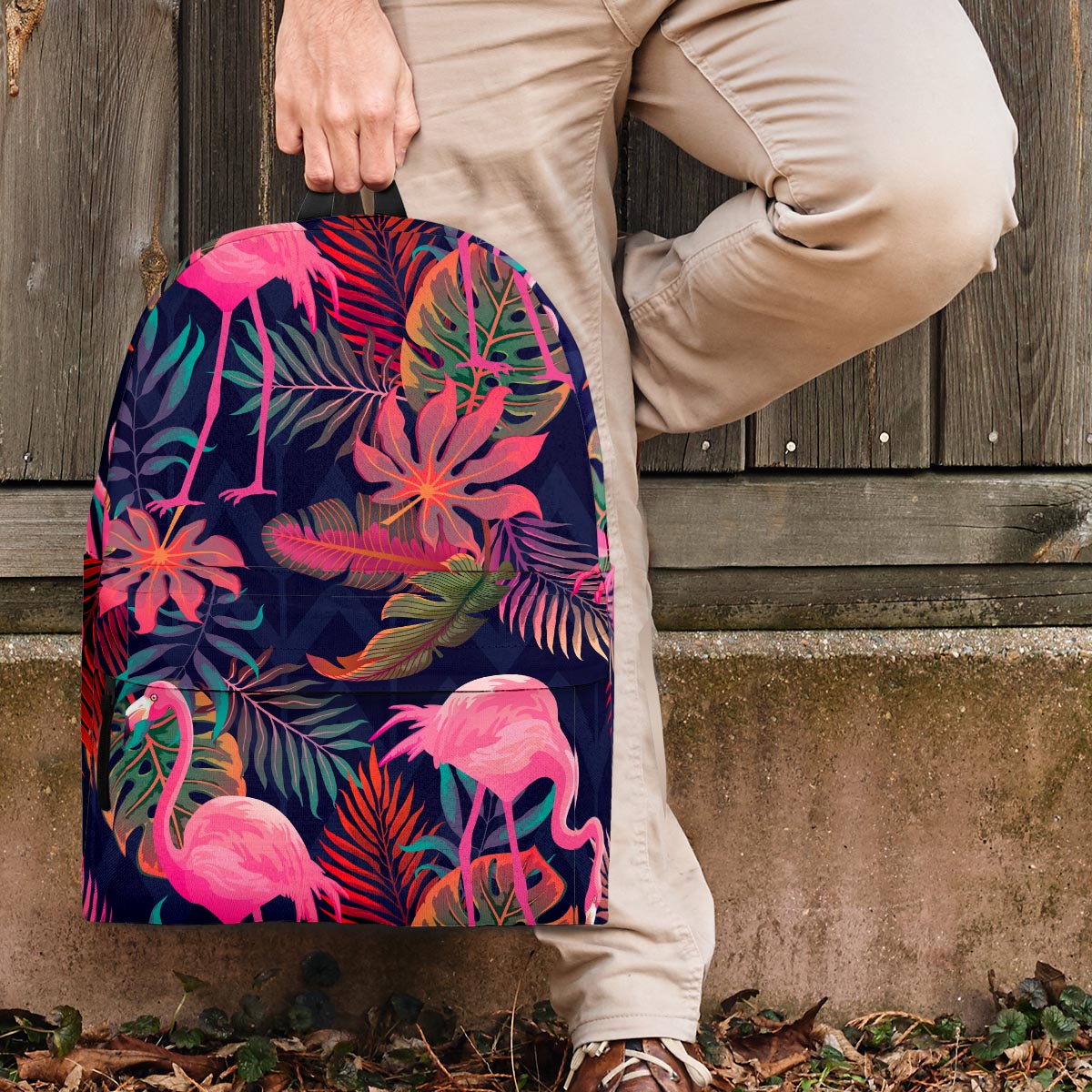 Tropical Flamingo Hawaiian Print Backpack-grizzshop