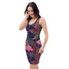 Tropical Flamingo Hawaiian Print Bodycon Dress-grizzshop