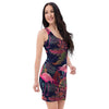 Tropical Flamingo Hawaiian Print Bodycon Dress-grizzshop