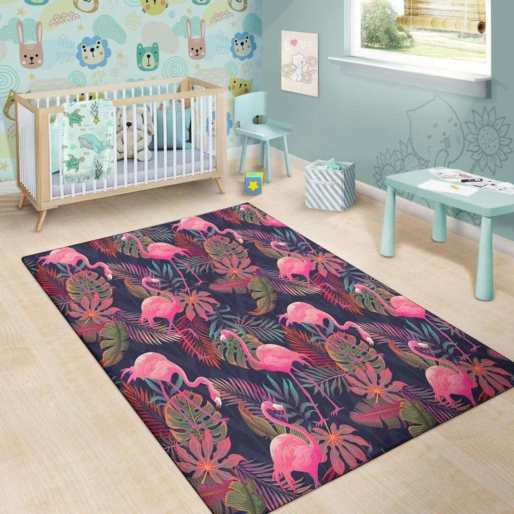 Tropical Flamingo Hawaiian Print Floor Mat-grizzshop