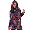 Tropical Flamingo Hawaiian Print Hoodie Dress-grizzshop