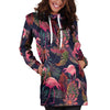 Tropical Flamingo Hawaiian Print Hoodie Dress-grizzshop