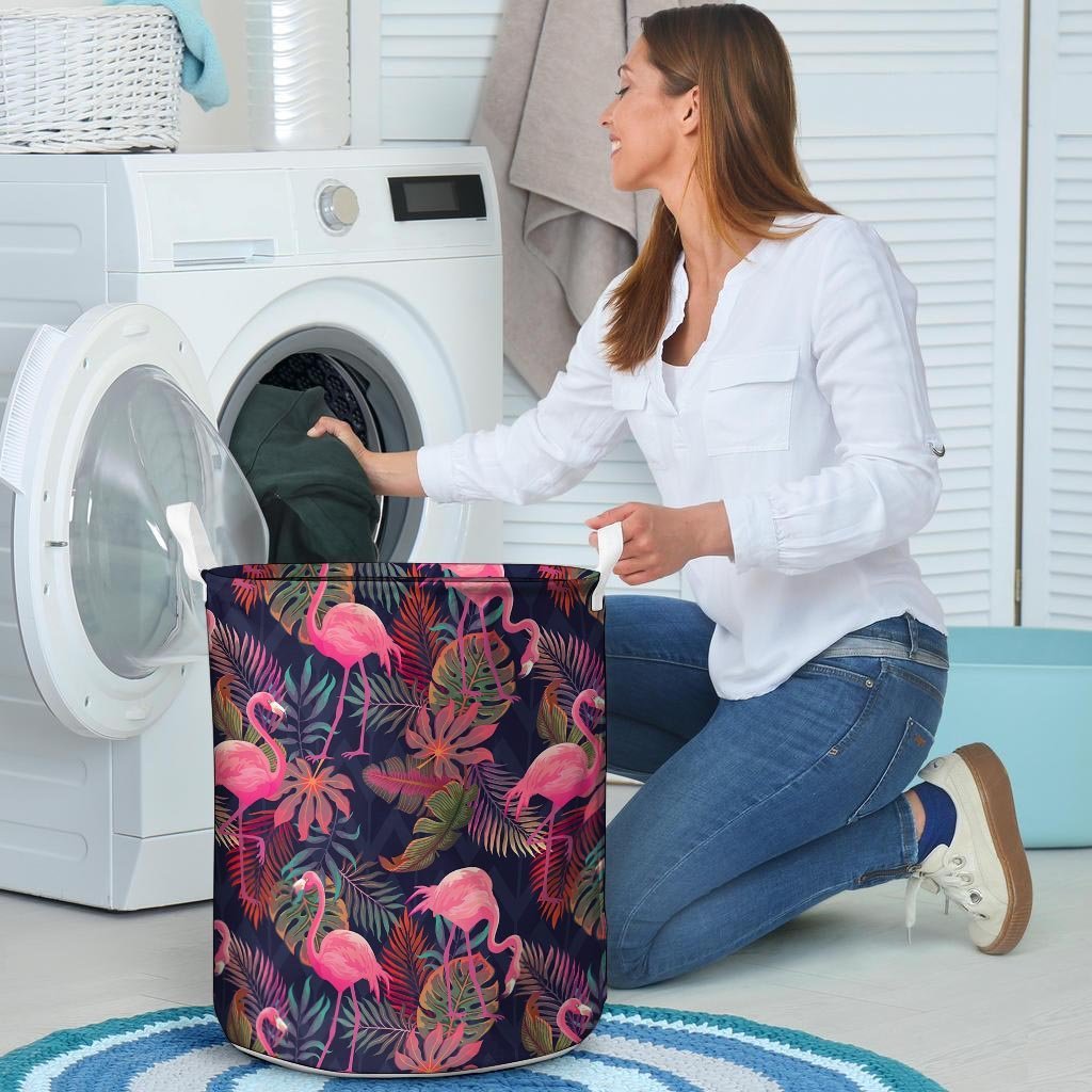 Tropical Flamingo Hawaiian Print Laundry Basket-grizzshop