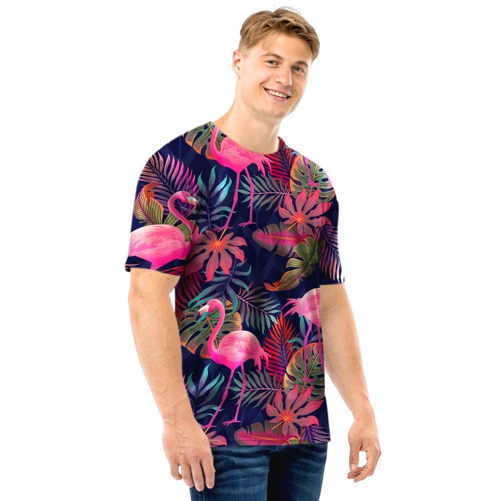 Tropical Flamingo Hawaiian Print Men T Shirt-grizzshop