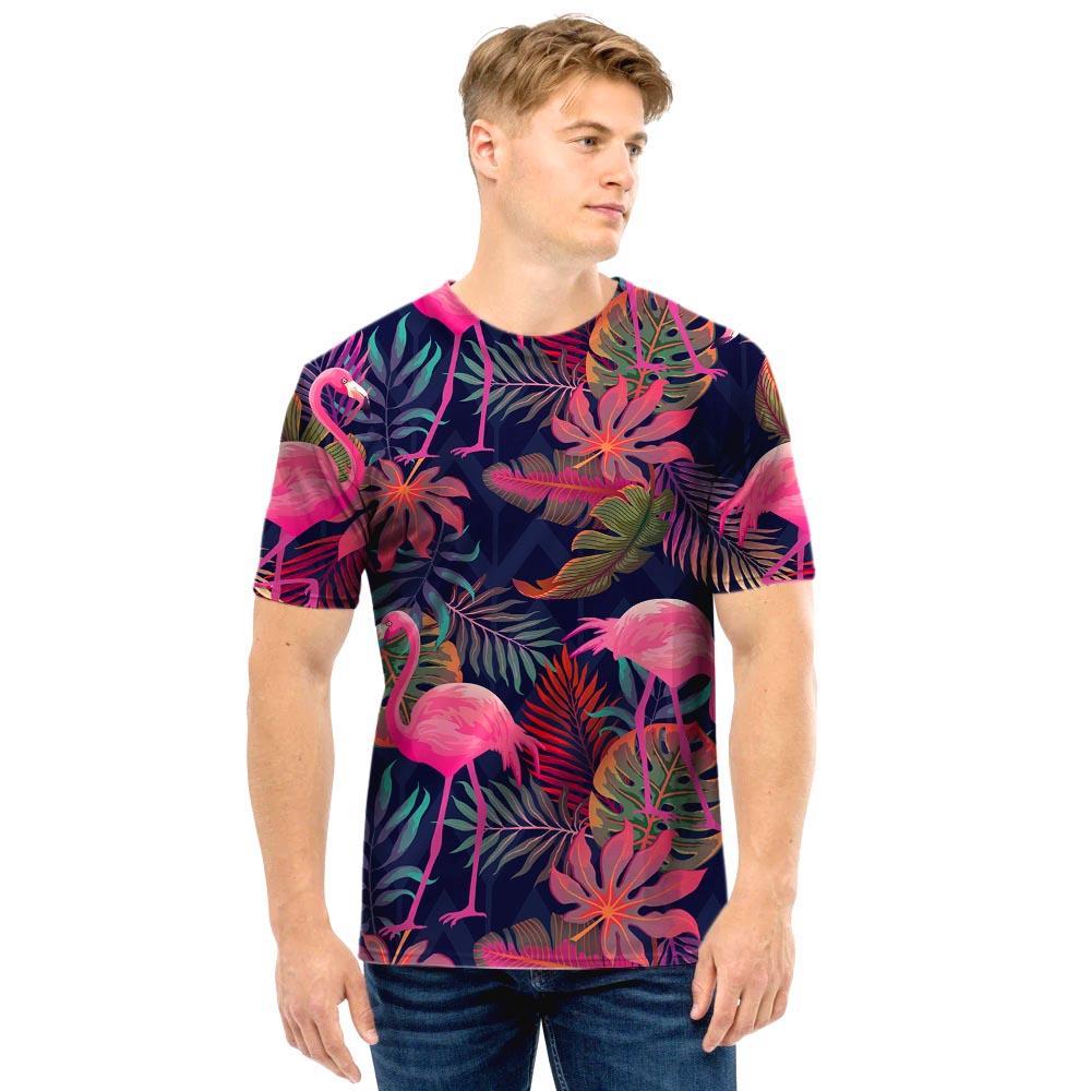 Tropical Flamingo Hawaiian Print Men T Shirt-grizzshop