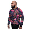 Tropical Flamingo Hawaiian Print Men's Bomber Jacket-grizzshop