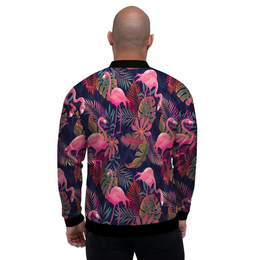 Tropical Flamingo Hawaiian Print Men's Bomber Jacket-grizzshop