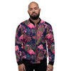 Tropical Flamingo Hawaiian Print Men's Bomber Jacket-grizzshop